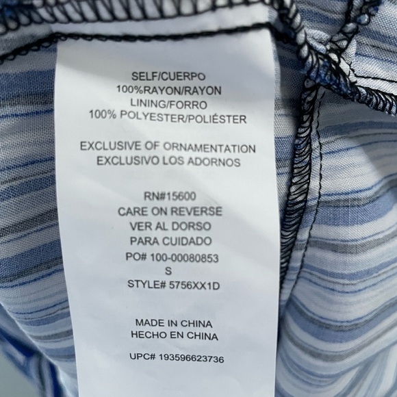 NWT Sequin Hearts, Blue & White Striped Ruffle Fit & Flare Dress Size Small - Picture 6 of 9